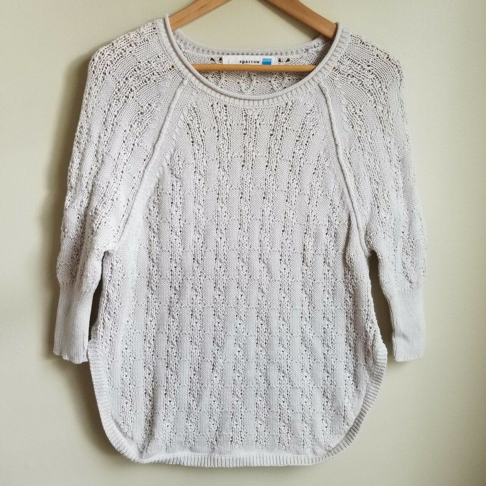 Anthropologie Sparrow Cotton Off White Sweater, Size Small